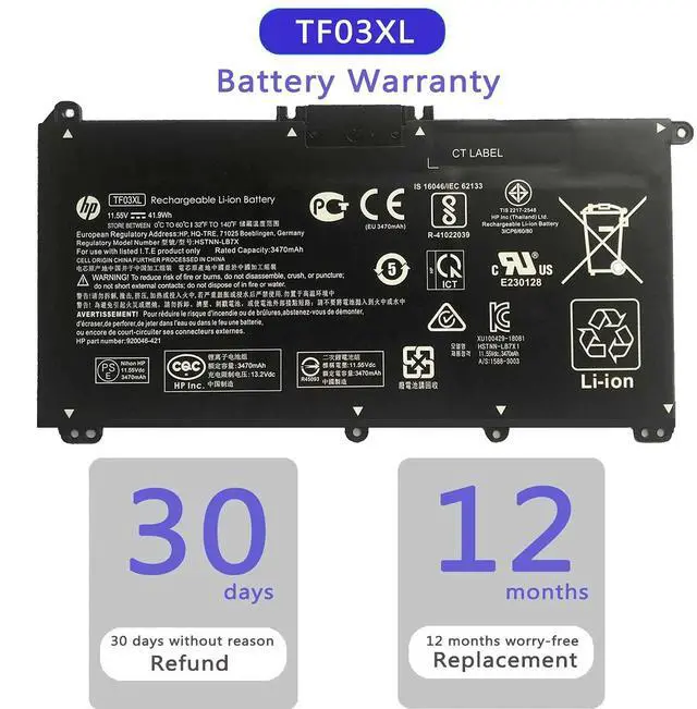 Alt view image 7 of 7 - HP TF03XL TF03041XL Battery for HP Pavilion 15-CC 15-CD Series 15-CC154CL 15-CC060WM 15-CC152OD 15-CC055OD 15-CD040WM 17-AR007CA 17-AR050WM 920046-121 421 541 920070-855 HSTNN-IB7Y LB7J LB7X UB7J