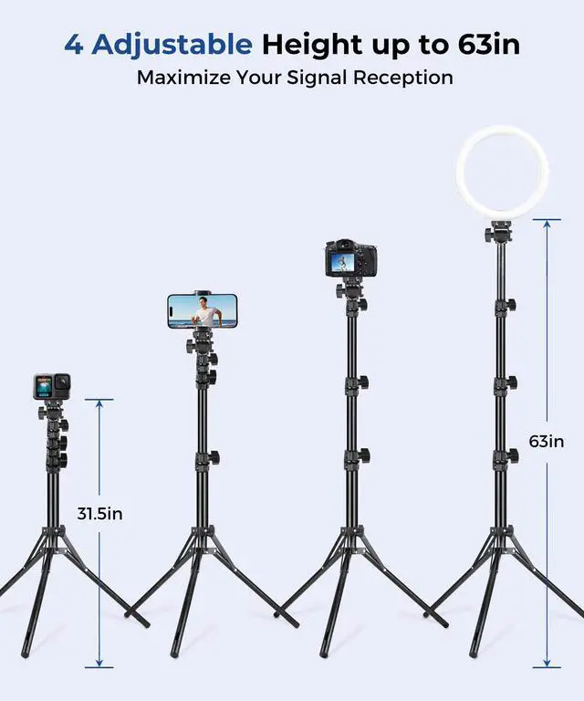 Alt view image 6 of 7 - Starlink Mini Mount Tripod Kit - 63 Inch Adjustable 4 Height | Ground Stakes for Stability 180° Tilt Head Accessories Adapter Stand Star Link Ultra Portable Compatible with RV Travel