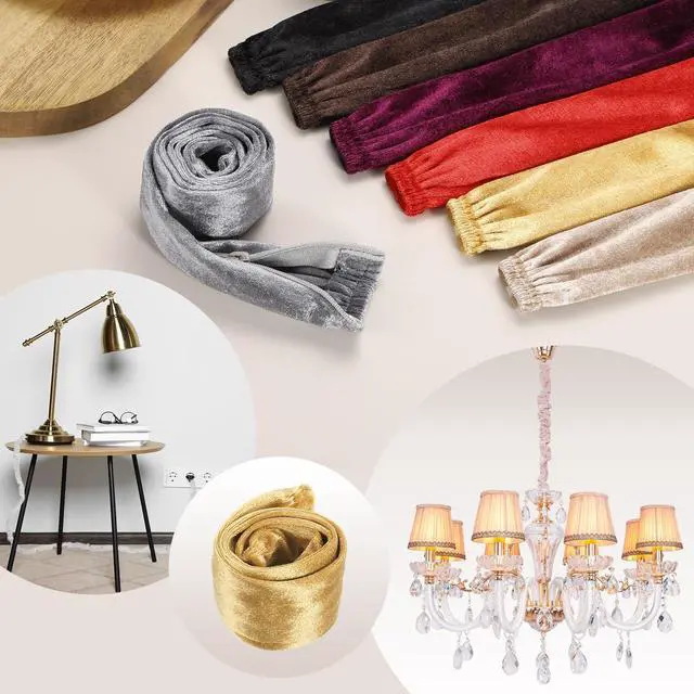 Alt view image 5 of 7 - 2ft Chandelier Chain Cord Cover, 2 Pcs Velvet Cloth Fabric Chain Sleeve Decorative Cord Covers for Chandelier Wires Swing Cable, Zipper Style, Gold