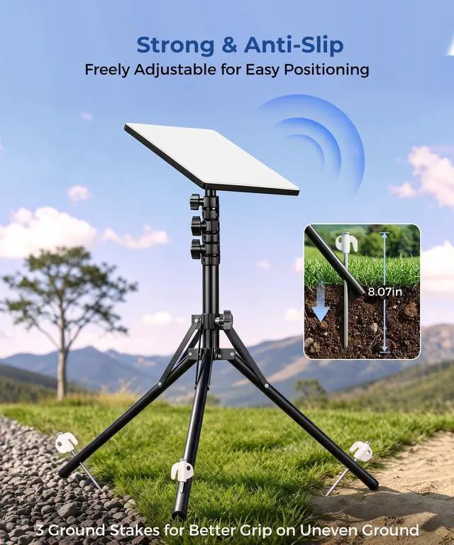 Alt view image 4 of 7 - Starlink Mini Mount Tripod Kit - 63 Inch Adjustable 4 Height | Ground Stakes for Stability 180° Tilt Head Accessories Adapter Stand Star Link Ultra Portable Compatible with RV Travel
