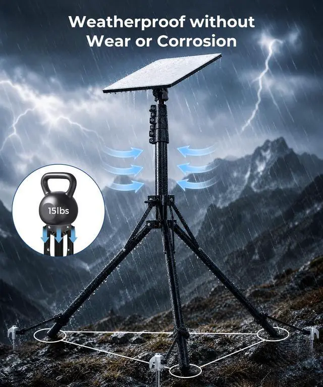 Alt view image 7 of 7 - Starlink Mini Mount Tripod Kit - 63 Inch Adjustable 4 Height | Ground Stakes for Stability 180° Tilt Head Accessories Adapter Stand Star Link Ultra Portable Compatible with RV Travel