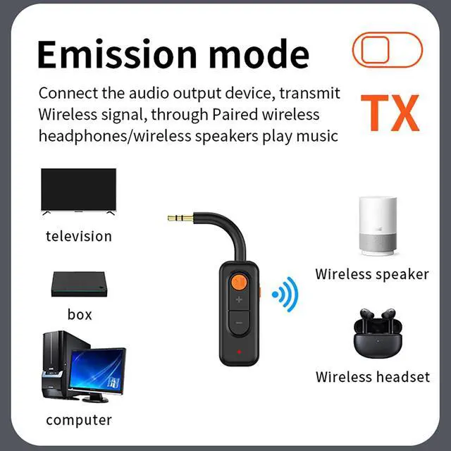 Alt view image 4 of 6 - Bluetooth 5.4 Audio Transmitter Receiver with Low Latency,3.5MM AUX Bluetooth Car Adapter with Built-in Microphone for Hands-Free Calls,Wireless Audio Receiver for Home Stereo/Wired Speaker