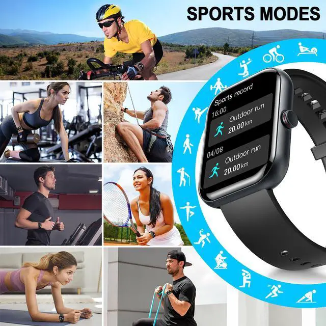 Alt view image 4 of 7 - Smart Watch for Men & Women, 1.91" Fitness Tracker with Answer/Make Calls, IP68 Waterproof, 110+ Sports Modes, Heart Rate & Sleep Monitoring, Compatible with Android iOS (Black)