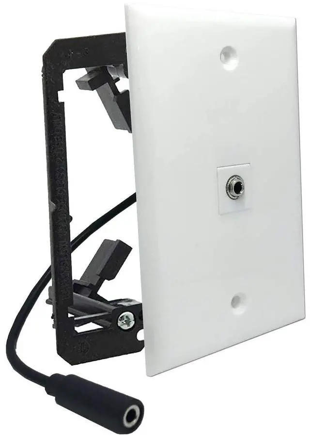 Main image of 3.5mm Stereo Headphone Wall Jack, Female to Female Audio Connectors, in-line Modular, with Extension Cable and Mounting Bracket, Aux Wall Plate