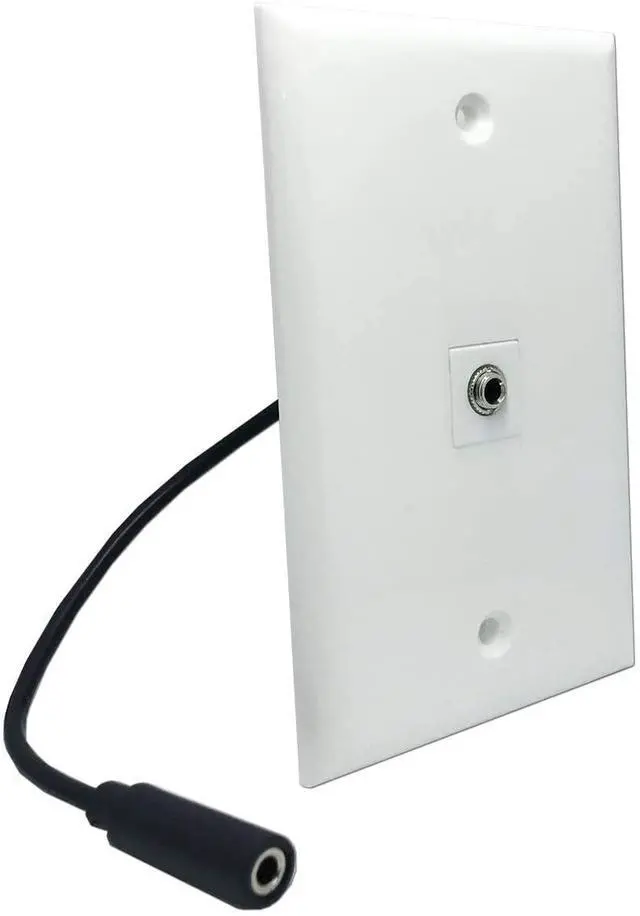 Alt view image 2 of 3 - 3.5mm Stereo Headphone Wall Jack, Female to Female Audio Connectors, in-line Modular, with Extension Cable and Mounting Bracket, Aux Wall Plate