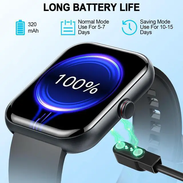 Alt view image 6 of 7 - Smart Watch for Men & Women, 1.91" Fitness Tracker with Answer/Make Calls, IP68 Waterproof, 110+ Sports Modes, Heart Rate & Sleep Monitoring, Compatible with Android iOS (Black)
