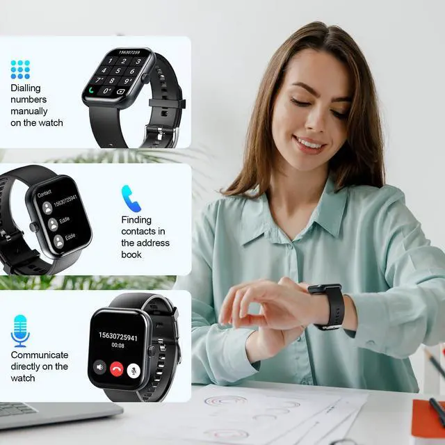 Alt view image 3 of 7 - Smart Watch for Men & Women, 1.91" Fitness Tracker with Answer/Make Calls, IP68 Waterproof, 110+ Sports Modes, Heart Rate & Sleep Monitoring, Compatible with Android iOS (Black)