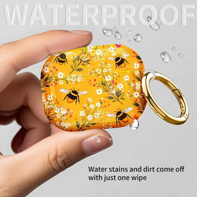 Alt view image 7 of 7 - Compatible with AirPod Pro 3rd Gen(2025) Case,Protective Case for AirPod Pro 3rd Gen, Shockproof with Carabiner, Wireless Charging Compatible for Women Men(Bees and Flowers)