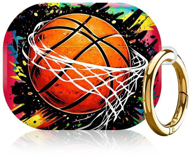 Main image of Compatible with AirPod Pro 3rd Gen(2025) Case,Protective Case for AirPod Pro 3rd Gen, Shockproof with Carabiner, Wireless Charging Compatible for Women Men(Basketball)