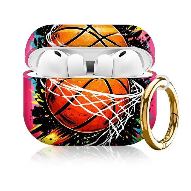 Alt view image 5 of 7 - Compatible with AirPod Pro 3rd Gen(2025) Case,Protective Case for AirPod Pro 3rd Gen, Shockproof with Carabiner, Wireless Charging Compatible for Women Men(Basketball)