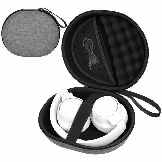 Main image of Hard Headphone Case for JBL Tune 770NC/510BT/720BT/520BT/670NC | Wave Foam, Elastic Strap, Soft Lining, Mesh Pocket, Carry Handle, Folded Headphone Storage, Deep Gray, Case Only