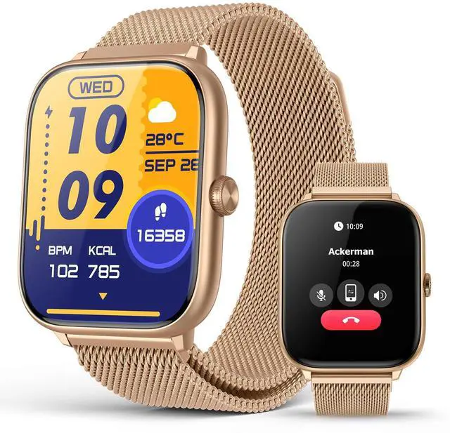Main image of Luxury Rose Gold Smart Watch for Women with Magnetic Band, 2.06" AMOLED Display, IP68 Waterproof Fitness Tracker,118 Sports, Blood Pressure/Heart Rate/SpO2/Sleep, Gift for Her, Android iPhone