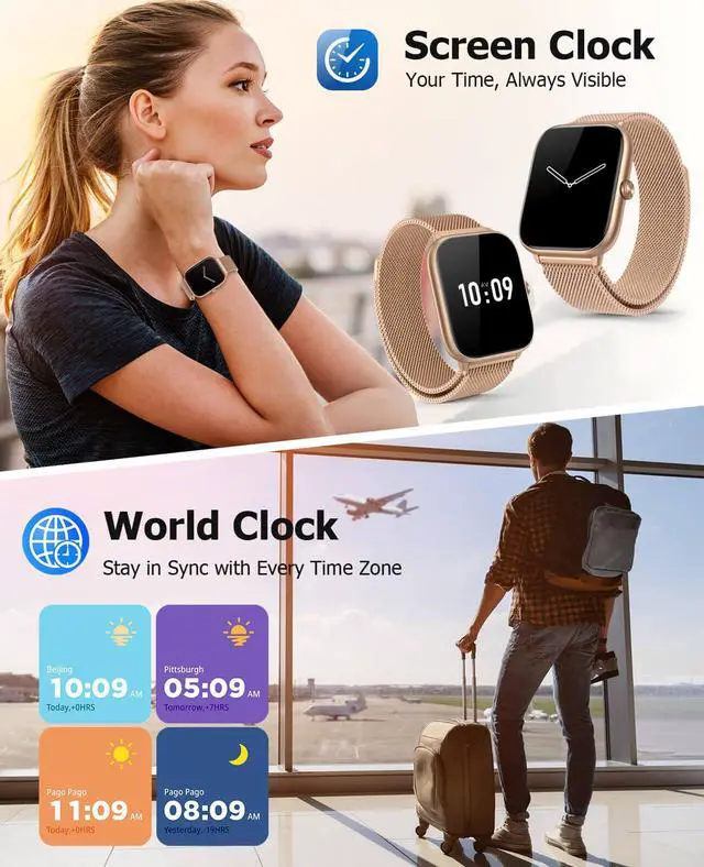 Alt view image 4 of 7 - Luxury Rose Gold Smart Watch for Women with Magnetic Band, 2.06" AMOLED Display, IP68 Waterproof Fitness Tracker,118 Sports, Blood Pressure/Heart Rate/SpO2/Sleep, Gift for Her, Android iPhone