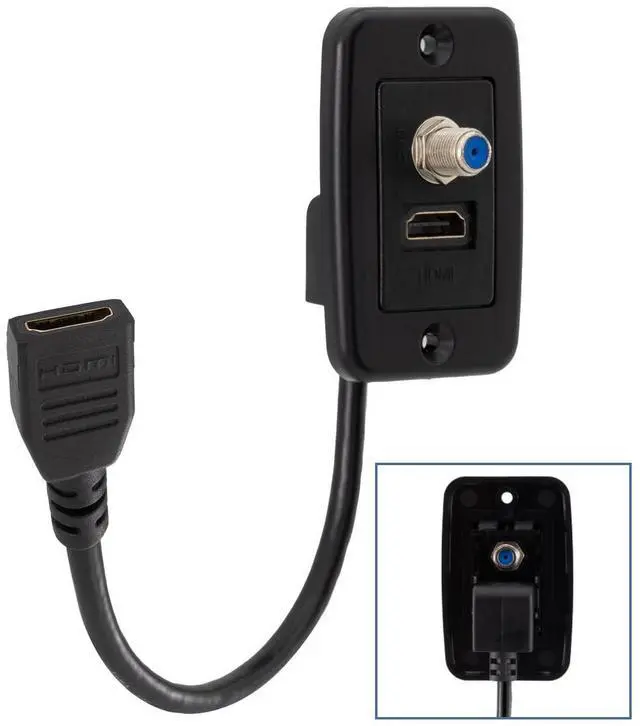 Main image of RV Cable TV Hookup Extender Coaxial Cable Connector and HDMI Wall Plate Pass Through | Does Not Convert Coax to HDMI