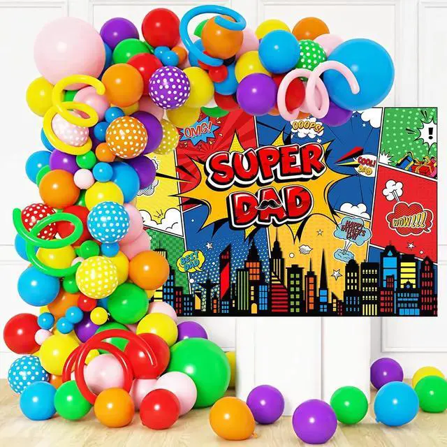 Alt view image 2 of 7 - Happy Father's Day Backdrop Super Dad Banner Best Dad Ever Party Decortaions Happy Fathers Day Party Background for Photography (Red, 70.8 x 43.3 Inch)