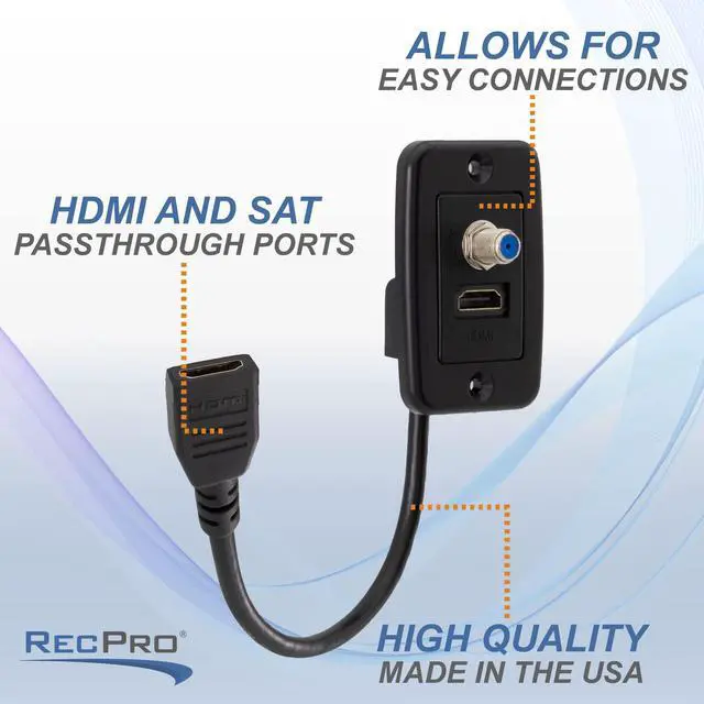 Alt view image 4 of 6 - RV Cable TV Hookup Extender Coaxial Cable Connector and HDMI Wall Plate Pass Through | Does Not Convert Coax to HDMI