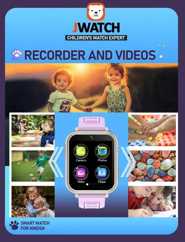 Alt view image 4 of 7 - Kids Smart Watch for Boys Girls 6-12 with Pedometer Audio Book Camera Music Player Birthday Present Christmas (Silver Frame Purple)