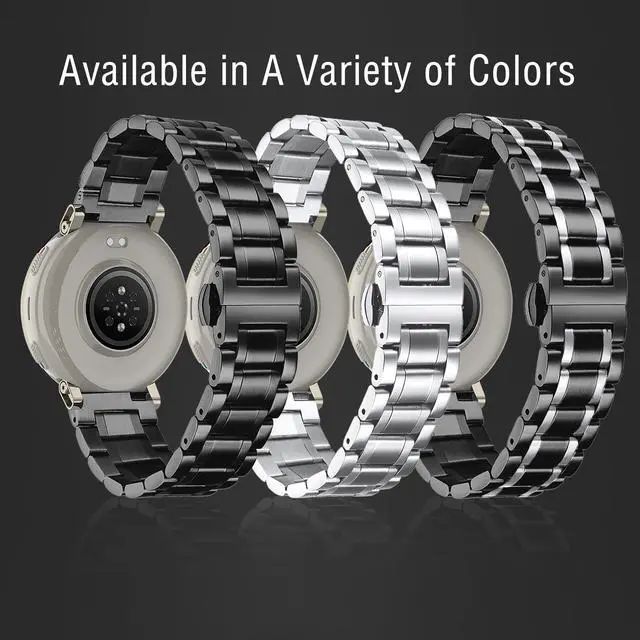 Alt view image 5 of 7 - 20mm Metal Band for Amazfit Active 3 Premium/Active 2 Square/Active2, Solid Stainless Steel Wristband, Strap Exquisite Replacement Band for Amazfit Cheetah 2 Pro/Cheetah Square - Black