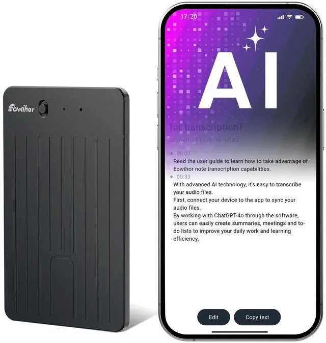 Main image of AI Voice Recorder, Transcribe & Summary Voice Recorder with Playback, Digital Voice Recorder Supporting Real-Time Translation in 59 Languages, Audio Recorder for Lectures, Meetings, 64GB Memory
