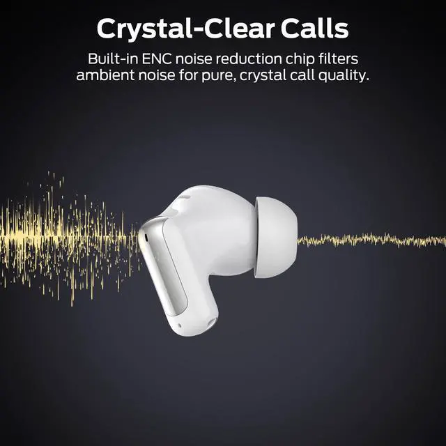 Alt view image 4 of 7 - N-Lite 217 Wireless Earbuds, Immersive Stereo Sound, Bluetooth 6.0 in-Ear Headphones, Built-in Smart Noise Cancelling Mic for Clear Calls, Comfortable Fit, 32H Playtime, IPX5 Waterproof, White