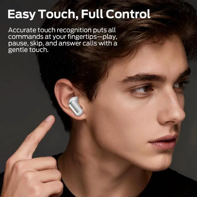 Alt view image 6 of 7 - N-Lite 217 Wireless Earbuds, Immersive Stereo Sound, Bluetooth 6.0 in-Ear Headphones, Built-in Smart Noise Cancelling Mic for Clear Calls, Comfortable Fit, 32H Playtime, IPX5 Waterproof, White