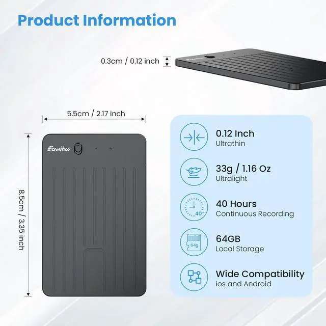 Alt view image 5 of 6 - AI Voice Recorder, Transcribe & Summary Voice Recorder with Playback, Digital Voice Recorder Supporting Real-Time Translation in 59 Languages, Audio Recorder for Lectures, Meetings, 64GB Memory