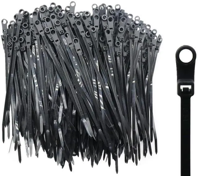 Main image of 400pcs Zip Tie with Screw Hole, 4 inch Automotive Wire Self Locking Black Zip Ties Screw Zip Tie Mount (4")