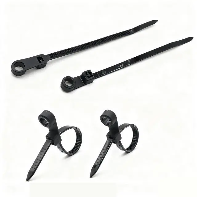 Alt view image 6 of 6 - 400pcs Zip Tie with Screw Hole, 4 inch Automotive Wire Self Locking Black Zip Ties Screw Zip Tie Mount (4")