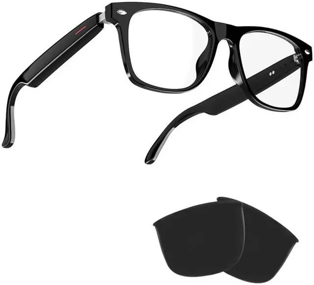 Main image of TWS Smart Bluetooth Audio Glasses - Blue Light Blocking & Sunglasses Lens kits for Office Outdoor Sports Drive - Smart Glasses for Men & Women - Black Frame
