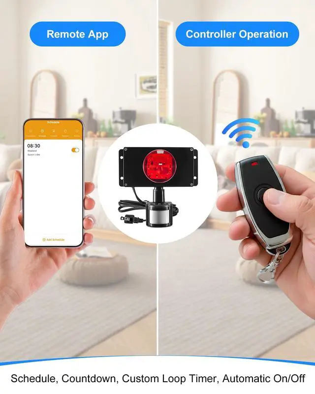 Alt view image 3 of 6 - Smart Remote Control Alarm Light with Infrared Motion Detection | 125dB Loud Siren Alert, App Timer Control, AC Powered Security Warning System for Home Garage Garden Shed Store