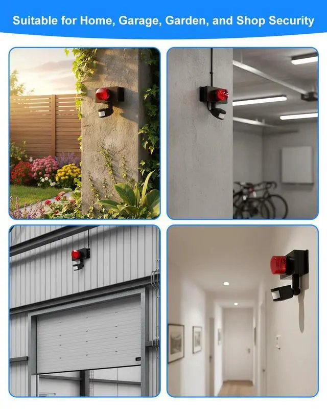 Alt view image 6 of 6 - Smart Remote Control Alarm Light with Infrared Motion Detection | 125dB Loud Siren Alert, App Timer Control, AC Powered Security Warning System for Home Garage Garden Shed Store