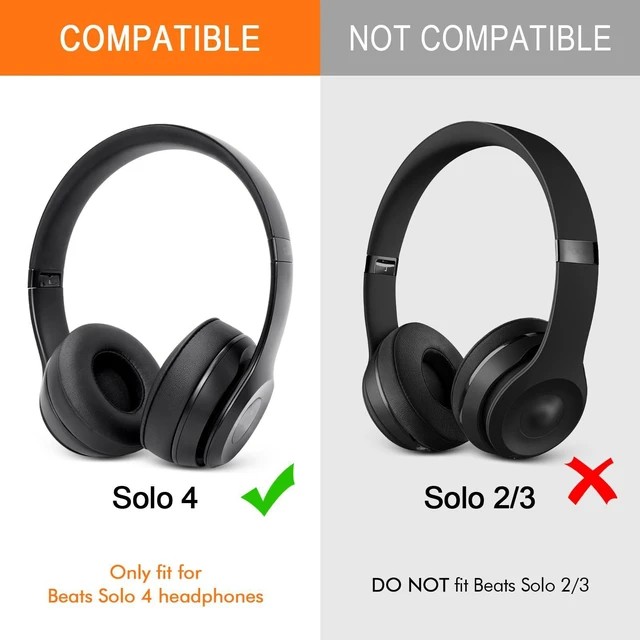 Alt view image 2 of 7 - Replacement Earpads for Beats Solo 4 Wireless On-Ear Headphones -Black | Solo4 Ear Cushions with Strong Adhesive
