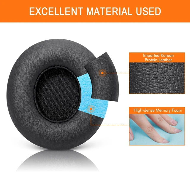Alt view image 3 of 7 - Replacement Earpads for Beats Solo 4 Wireless On-Ear Headphones -Black | Solo4 Ear Cushions with Strong Adhesive