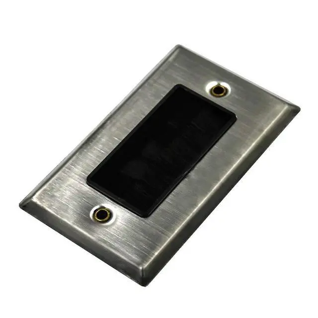 Alt view image 2 of 3 - Wall Plate Brush Cable Pass Through Single Gang Stainless | This stainless steel single-gang brush wall plate organizes cable pass-through for HDTV systems