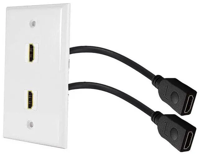 Main image of 2 Ports HDMI 2.1V Wall Plate, 48Gbps, 3D, 8K@60Hz 4K@120Hz Dynamic HDR eARC, Solder-free Pass Through Outlet Socket Face Cover for Home Theater, DVD, Cable Satellite TV HDTV, PS4