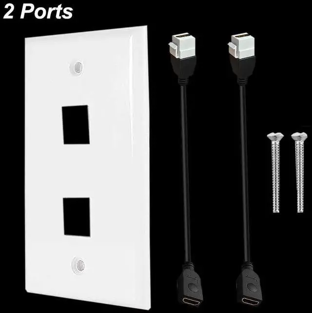 Alt view image 2 of 3 - 2 Ports HDMI 2.1V Wall Plate, 48Gbps, 3D, 8K@60Hz 4K@120Hz Dynamic HDR eARC, Solder-free Pass Through Outlet Socket Face Cover for Home Theater, DVD, Cable Satellite TV HDTV, PS4