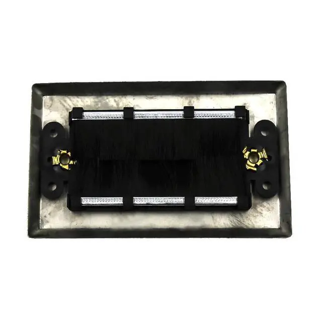 Alt view image 3 of 3 - Wall Plate Brush Cable Pass Through Single Gang Stainless | This stainless steel single-gang brush wall plate organizes cable pass-through for HDTV systems