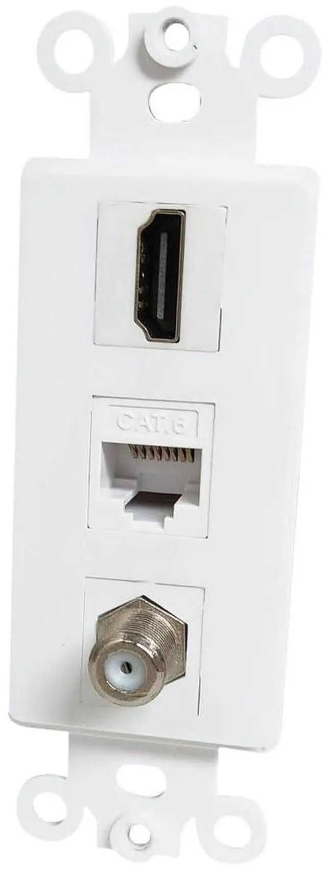 Main image of 4K/8K HDMI and Ethernet Coax Wall Plate Insert - HDTV Cable CAT6 RJ45 Coaxial Keystone Insert for Midsize/Oversize Decorator Faceplate