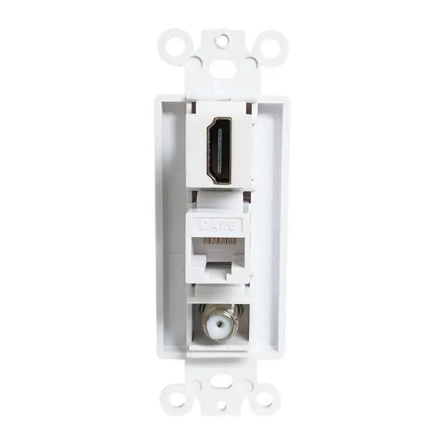 Alt view image 2 of 3 - 4K/8K HDMI and Ethernet Coax Wall Plate Insert - HDTV Cable CAT6 RJ45 Coaxial Keystone Insert for Midsize/Oversize Decorator Faceplate