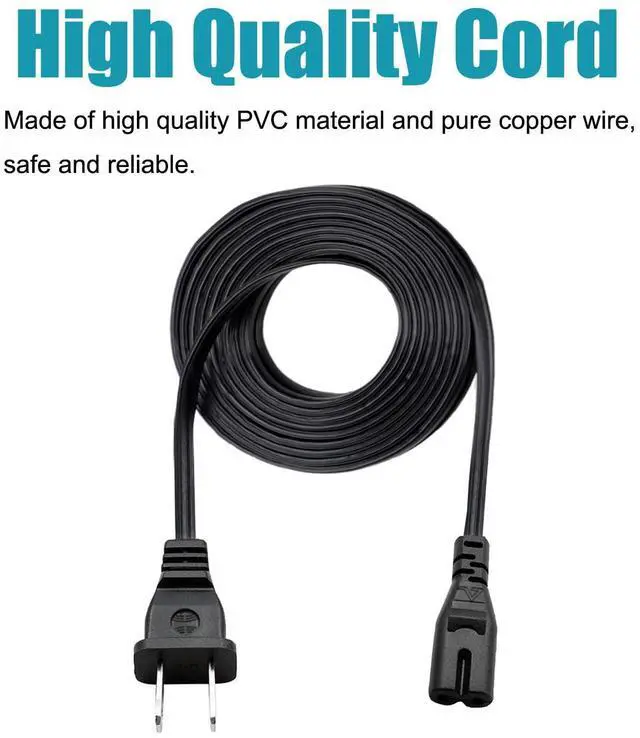 Alt view image 2 of 6 - 2 Prong Power Cord for Bose Bass Module 500 700 Subwoofer Replacement Power Cord 8ft IEC C7 AC Cable