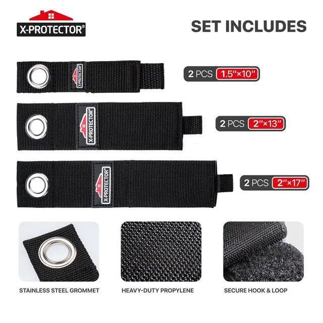 Alt view image 3 of 7 - Storage Straps - 6 PCS Pack - Heavy-Duty Extension Cord Holder Organizer for Garage Organization - Premium Cord Organizer for Work Van Accessories and Garage Accessories (10-17")