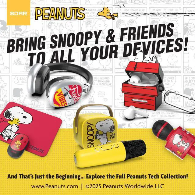 Alt view image 7 of 7 - Peanuts Snoopy True Wireless Earbuds with Protective Case- Red Dog House