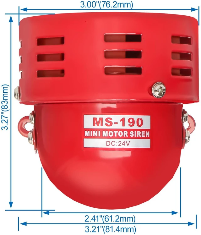Alt view image 4 of 6 - Alarm Sound Motor High Power Buzzer Siren DC 24V 120DB 2.20A MS-190 (24V DC)