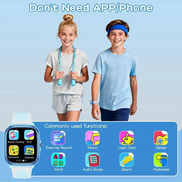 Alt view image 2 of 6 - Smart Watch for Kids IP68 Waterproof Sleep Tracker with White Noise | 1.83" Touch Screen, 21 Sport Modes, Heart Rate & Pedometer, No Phone/App Needed, Built-in Educational Games for Boys & Girls