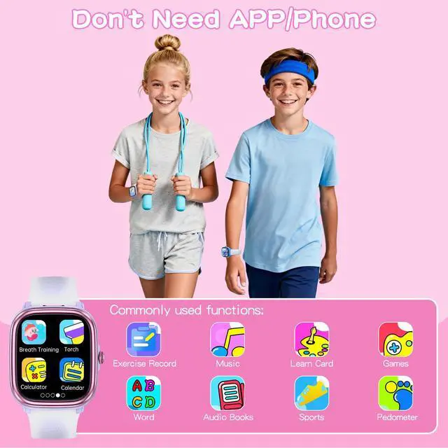 Alt view image 2 of 6 - Smart Watch for Kids IP68 Waterproof Sleep Tracker with White Noise | 1.83" Touch Screen, 21 Sport Modes, Heart Rate & Pedometer, No Phone/App Needed, Built-in Educational Games for Boys & Girls