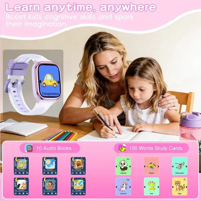 Alt view image 4 of 6 - Smart Watch for Kids IP68 Waterproof Sleep Tracker with White Noise | 1.83" Touch Screen, 21 Sport Modes, Heart Rate & Pedometer, No Phone/App Needed, Built-in Educational Games for Boys & Girls