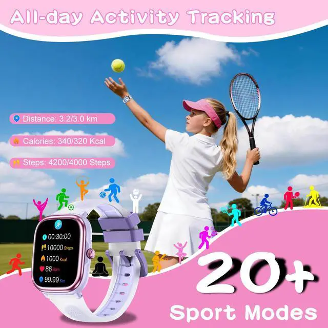 Alt view image 6 of 6 - Smart Watch for Kids IP68 Waterproof Sleep Tracker with White Noise | 1.83" Touch Screen, 21 Sport Modes, Heart Rate & Pedometer, No Phone/App Needed, Built-in Educational Games for Boys & Girls
