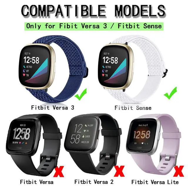Alt view image 3 of 6 - Stretchy Band Compatible with Versa 3 Bands/Sense Bands/Versa 4 Bands/Sense 2 Bands Women Men,Soft Elastic Nylon Sport Strap Adjustable Replacement Wristbands for Versa 4/Sense 2 Watch