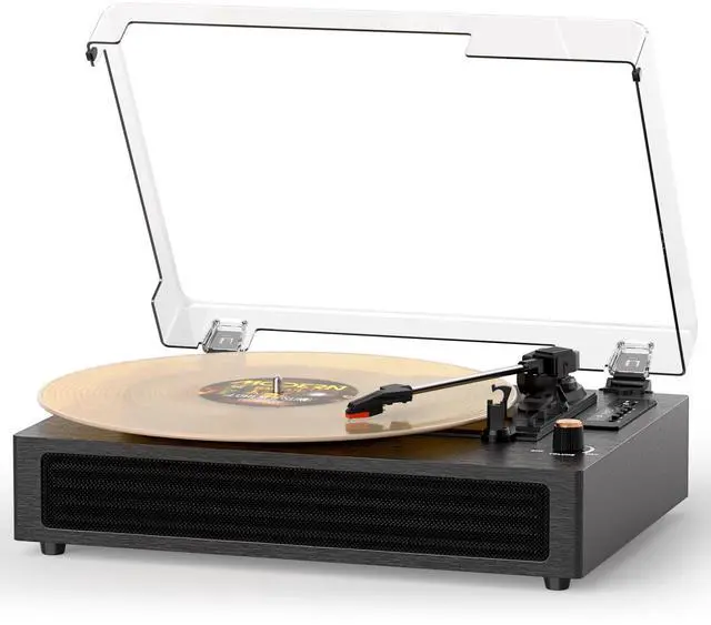 Main image of Bluetooth Turntable Vinyl Record Player, 3-Speed Record Player with Built-in Speakers,USB Recording, AUX in Auto Stop, Belt-Drive LP Player Grey