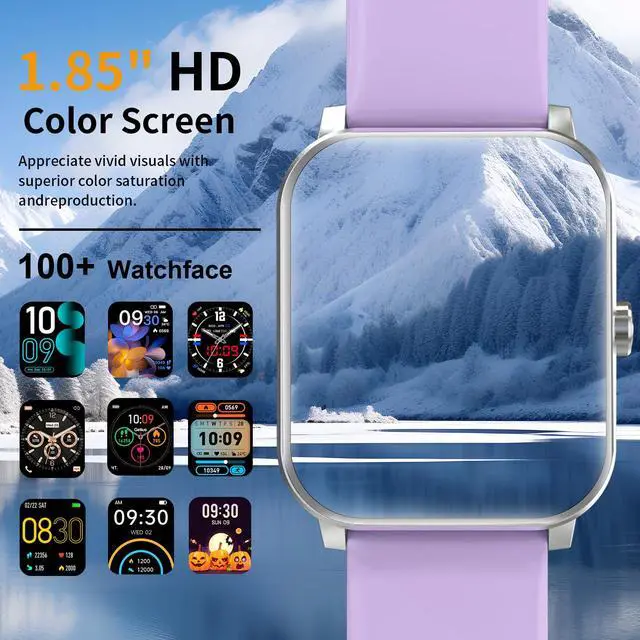Alt view image 5 of 7 - Smart Watch, Smartwatches for Men Women, 1.85" HD Fitness Tracker (Answer/Make Calls), 120+ Sport Modes, Heart Rate/Sleep Monitor, IP68 Waterproof Fitness Watch, Smartwatch for Android iOS (Purple)
